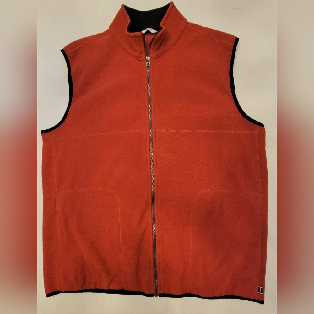 Men's Izod Full Zip Fleece Vest Size L Burnt Orange